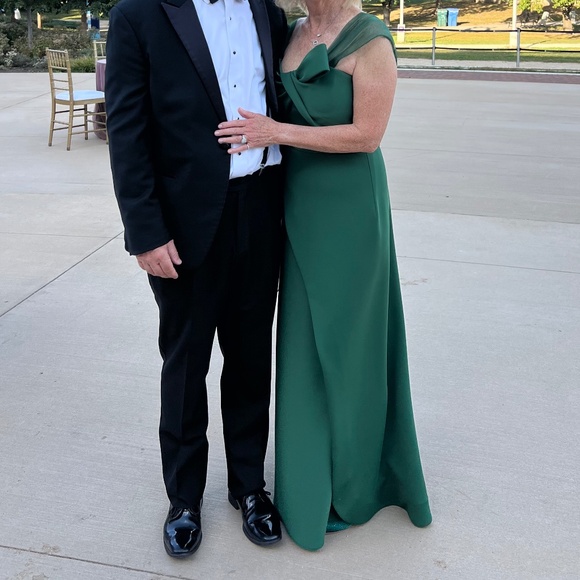 DRESS emerald green full length Nicole Bakti formal dress w removable straps - Picture 4 of 4